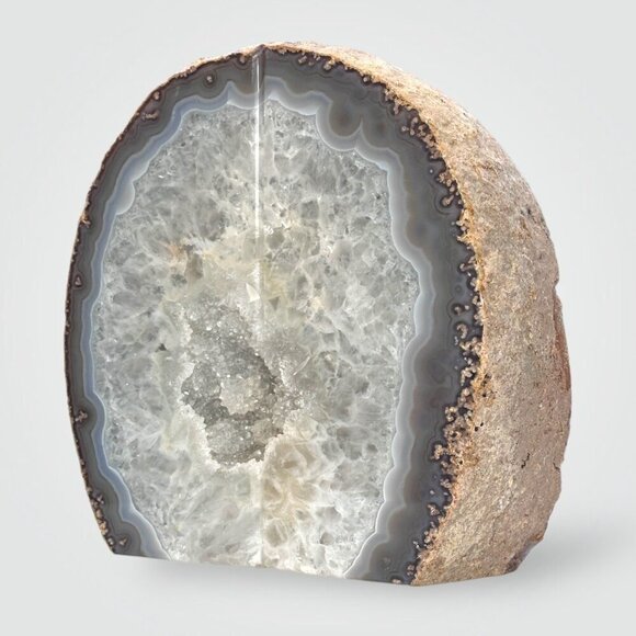 XL Crystal Bookends w/ Geode Center, Large Stone Bookends, Authentic Agate (FL) - Picture 6 of 15